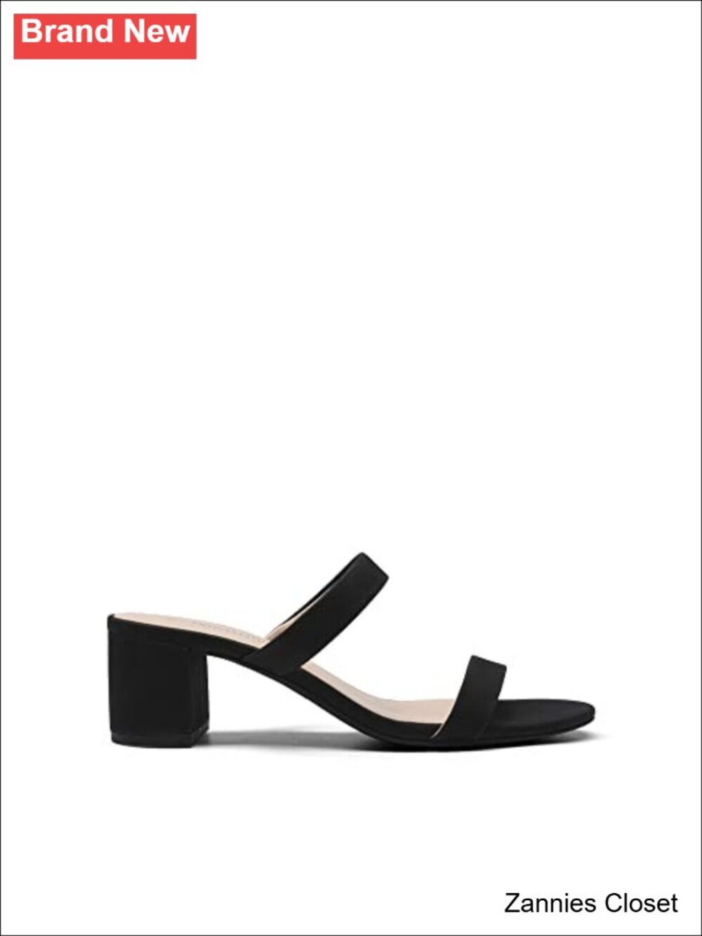 β¨ Women's Comfort Block Slip On Mule Heels Faux Leather Double Strap - Picture 2 of 6